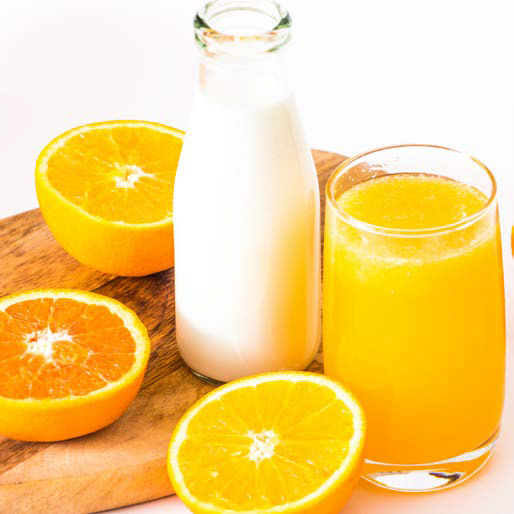 Mlieko a pomarančový džús