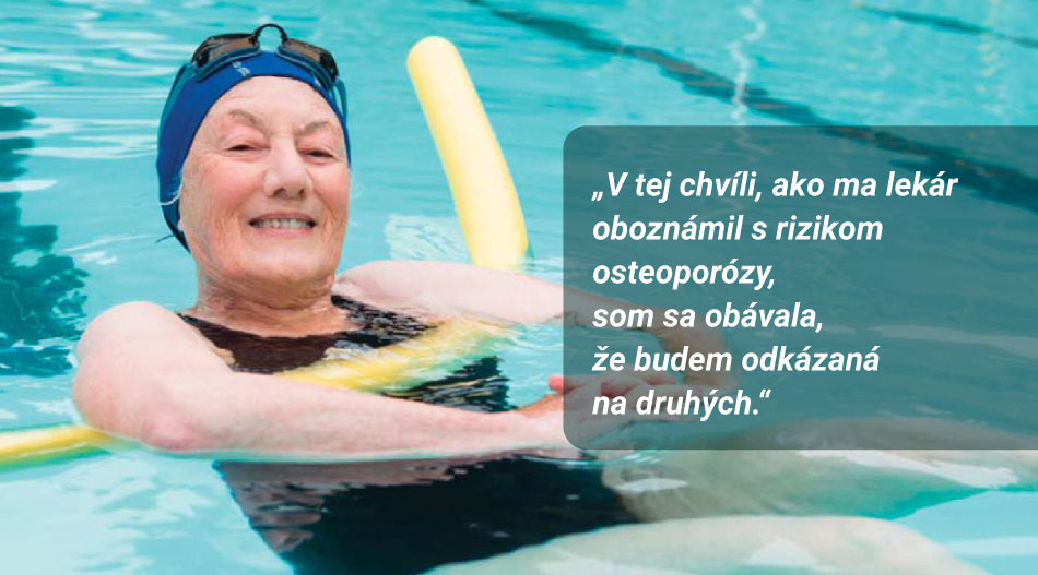 Alica - pacientka s osteoporózou, relaxuje v bazéne.